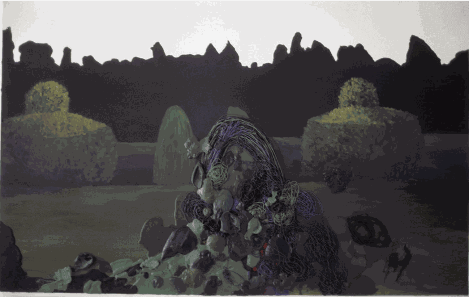 Initial Impulse: texture keeps watch, 1999, Acrylic on birch panel, 37 x 60 in