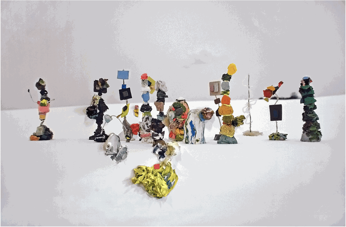 Planet Hunters on the Big Screen, 2009, Acrylic, buttons on archival inkjet print, 28 x 43 in