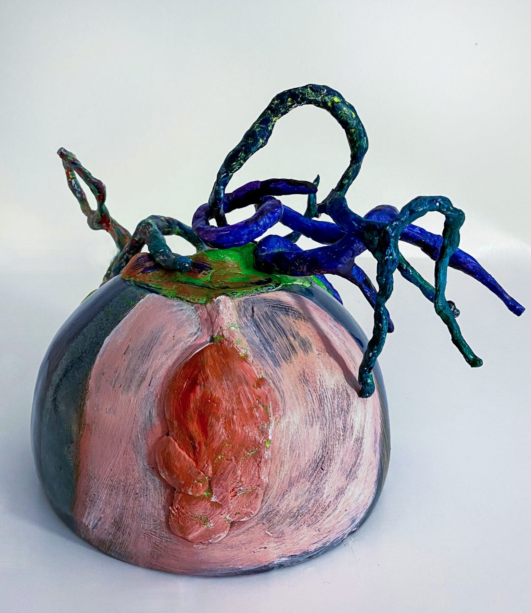 Marcia Grostein, Crawling Out of the Covid Cave (front view), 2021, Acrylic on ceramic and resin