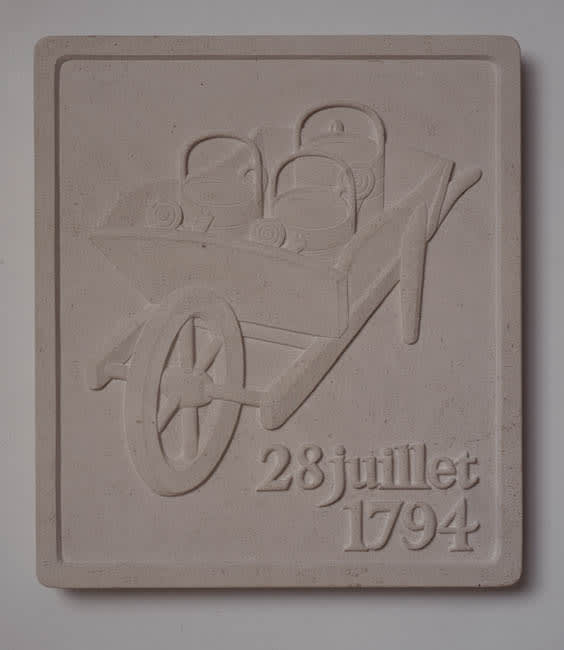 28 Juillet, 1794 1992 with John Andrew, Portland Limestone wall relief 46 x 41 x 5 cm