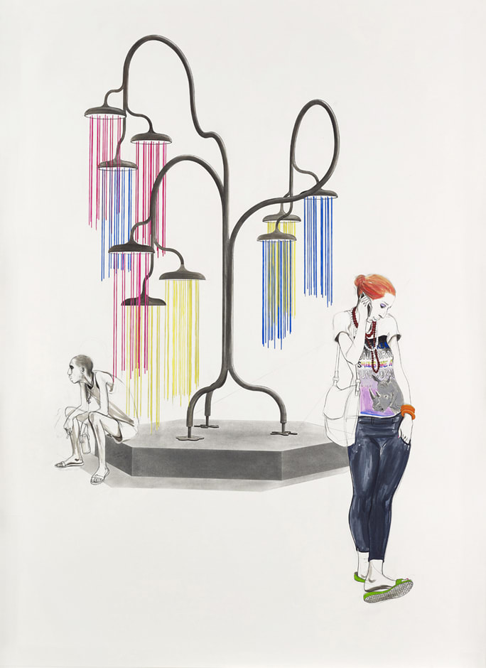 Untitled (Girl Standing in front of Tree Five), 2015 Pencil, ink, gouache on paper 114 x 83.5 cm page size 121 x 91 cm framed