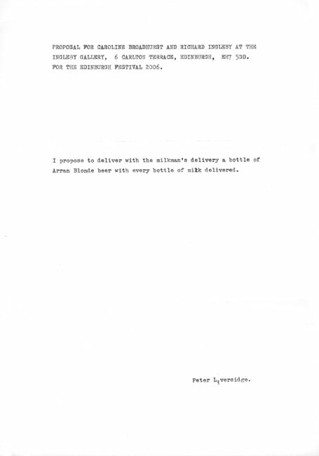 Peter Liversidge: Festival Proposals