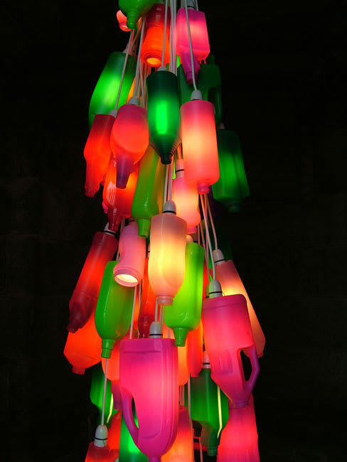 Candela 6 (detail) 2005 90 plastic containers, low energy lamps, cable variable