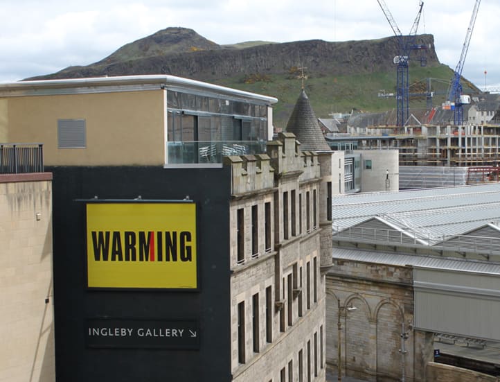 View of Kay Rosen's Billboard for Edinburgh installation This Means War...