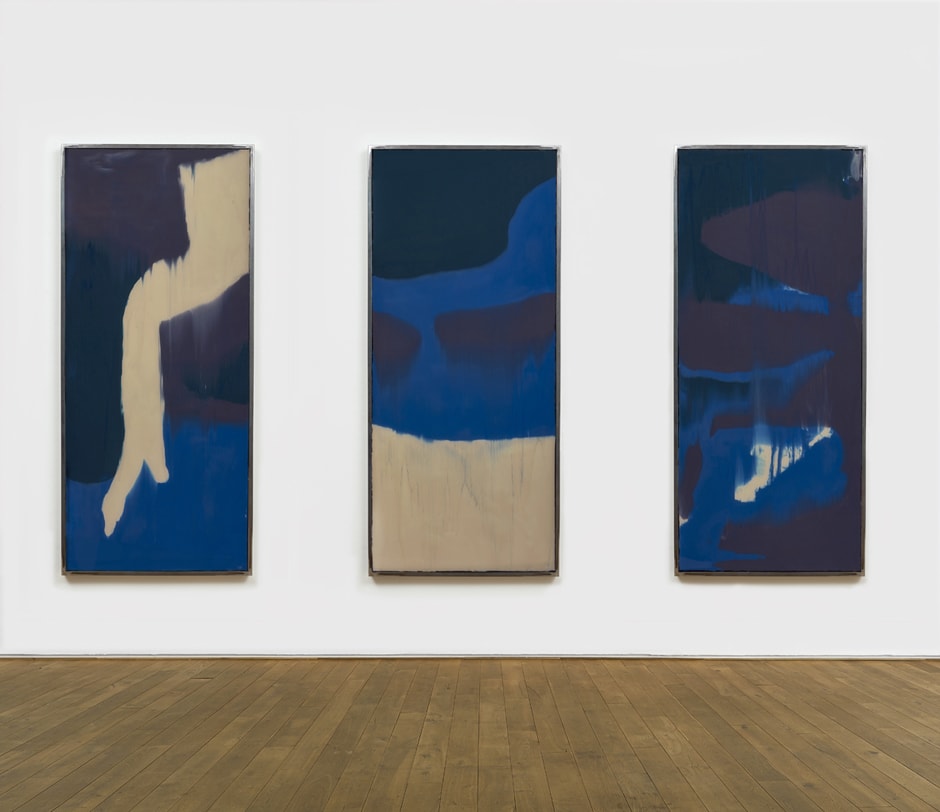 Submerged Through Memory Ink 2015 household paint, double-glazing units, steel frames (three parts) 177.9 x 77.5 x 5.5 cm each part