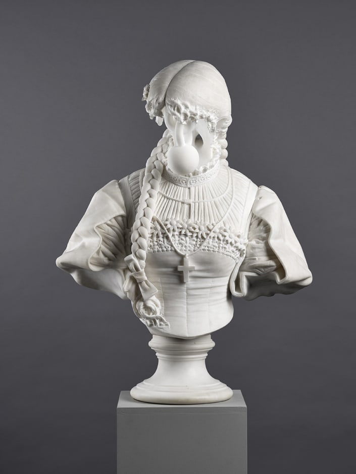 Jonathan Owen Untitled, 2016 carved 19th Century marble statue with further carving 81.3 x 61 x 40.6 cm