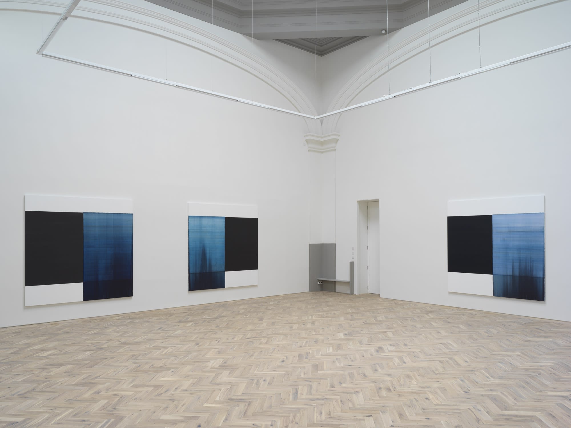 Installation view, Callum Innes: Byzantine Blue, Delft Blue, Paris Blue, Ingleby, Edinburgh, 12 May - 14 July 2018.