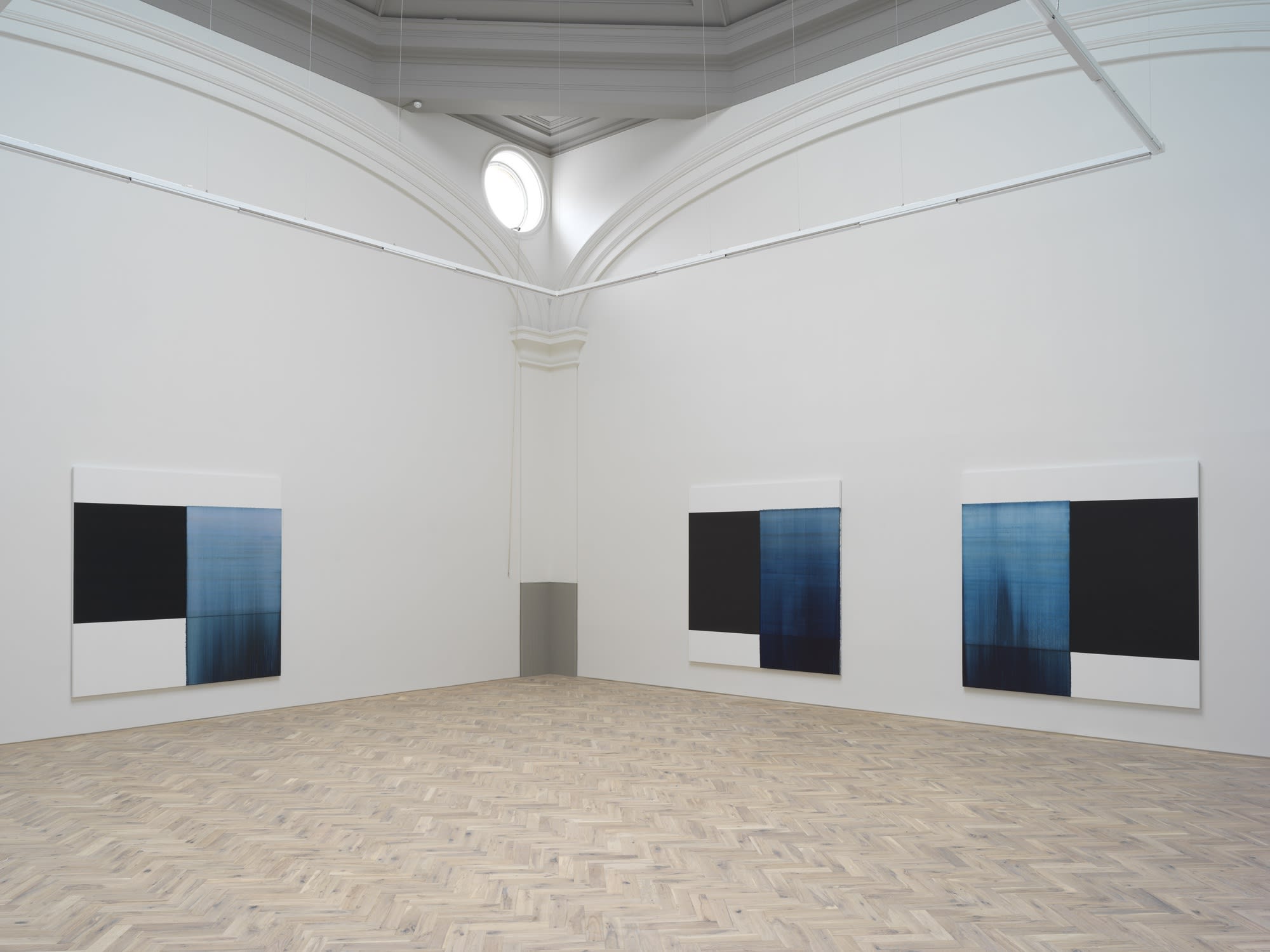 Installation view, Callum Innes: Byzantine Blue, Delft Blue, Paris Blue, Ingleby, Edinburgh, 12 May - 14 July 2018.