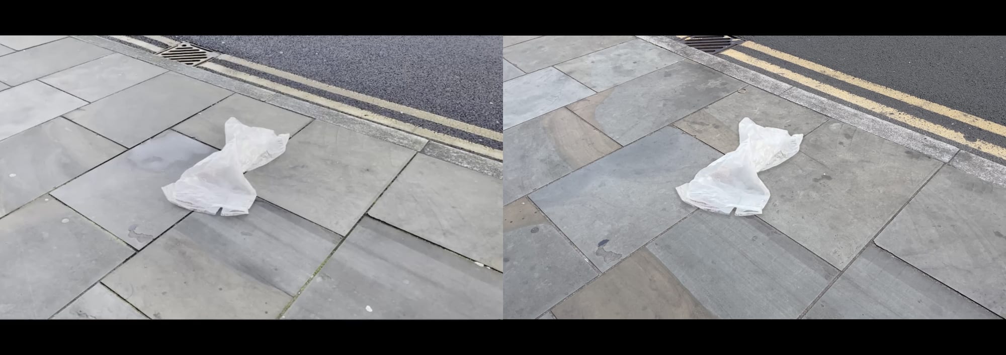 StillS from Peter Liversidge, Untitled, 2022. Pair of 46 second films