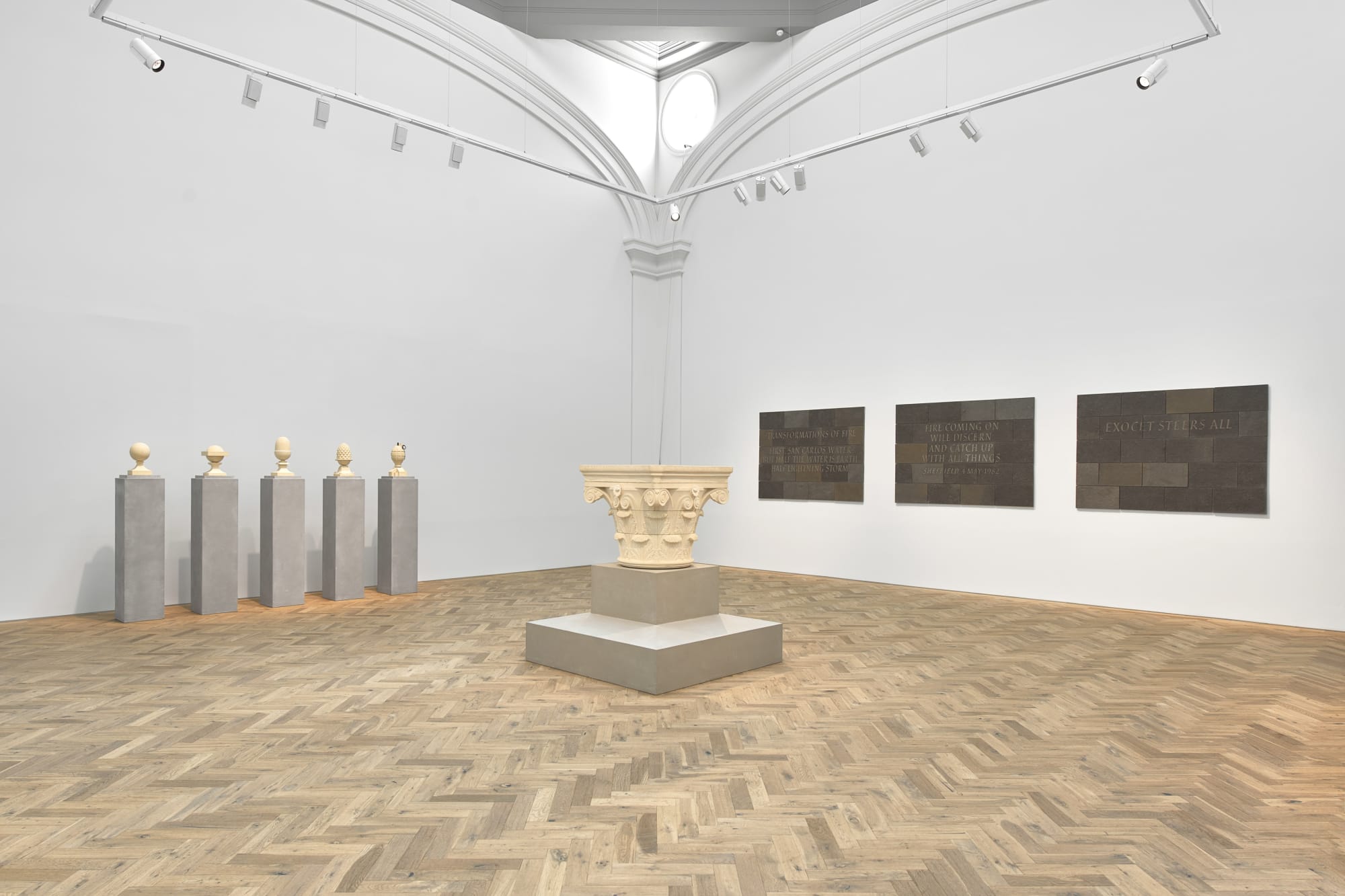 Installation view, Ian Hamilton Finlay | Fragments, 2025, Ingleby, Edinburgh. Photograph: John McKenzie.