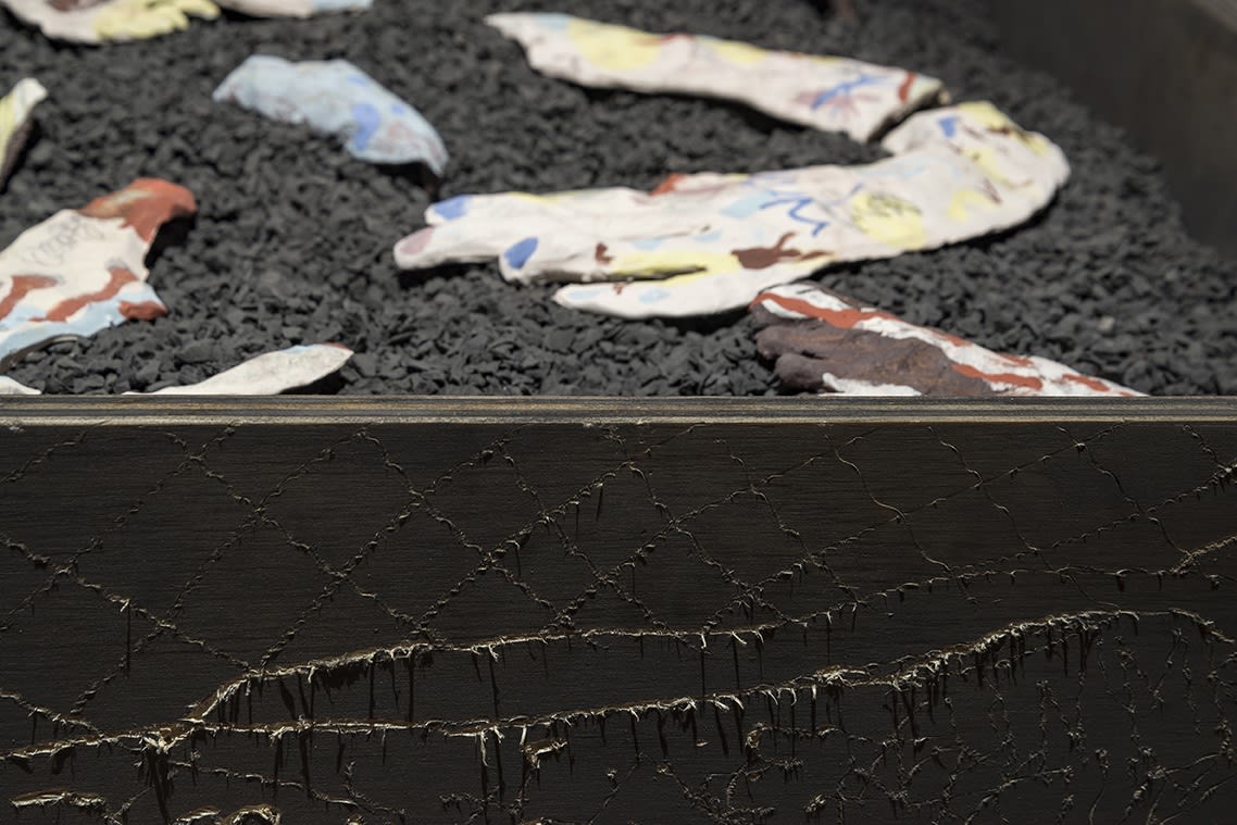 Installation view of the exhibition En Su Rodilla Un Polvo Cobrizo by Ulises Mazzucca at Isabel Croxatto Galería. Santiago, May 2019. Credit: Sebastián González, courtesy of Isabel Croxatto Galería.