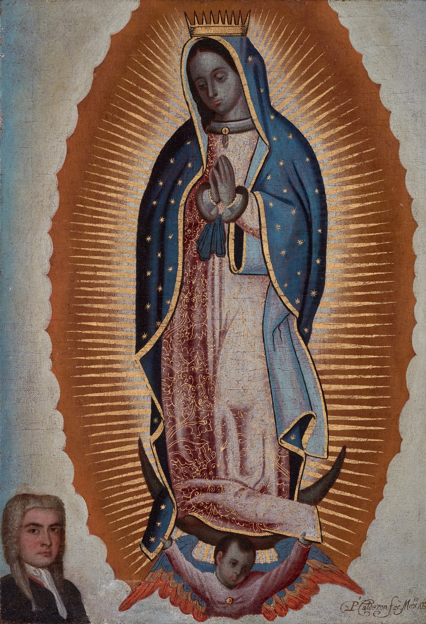 Pedro López Calderón (doc. 1681 – 1734), Our Lady of Guadalupe with Donor