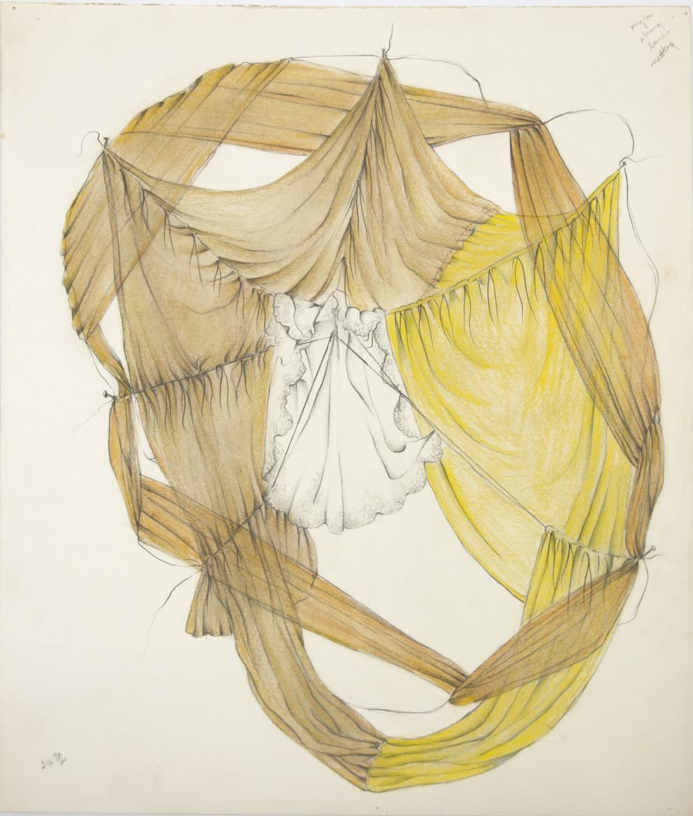 Rosemary Mayer Untitled (DeMedici) (RMSDWG03), 1972 colored pencil and graphite on paper 17 x 14 inches courtesy The Estate of Rosemary Mayer and Southfirst Gallery, NY