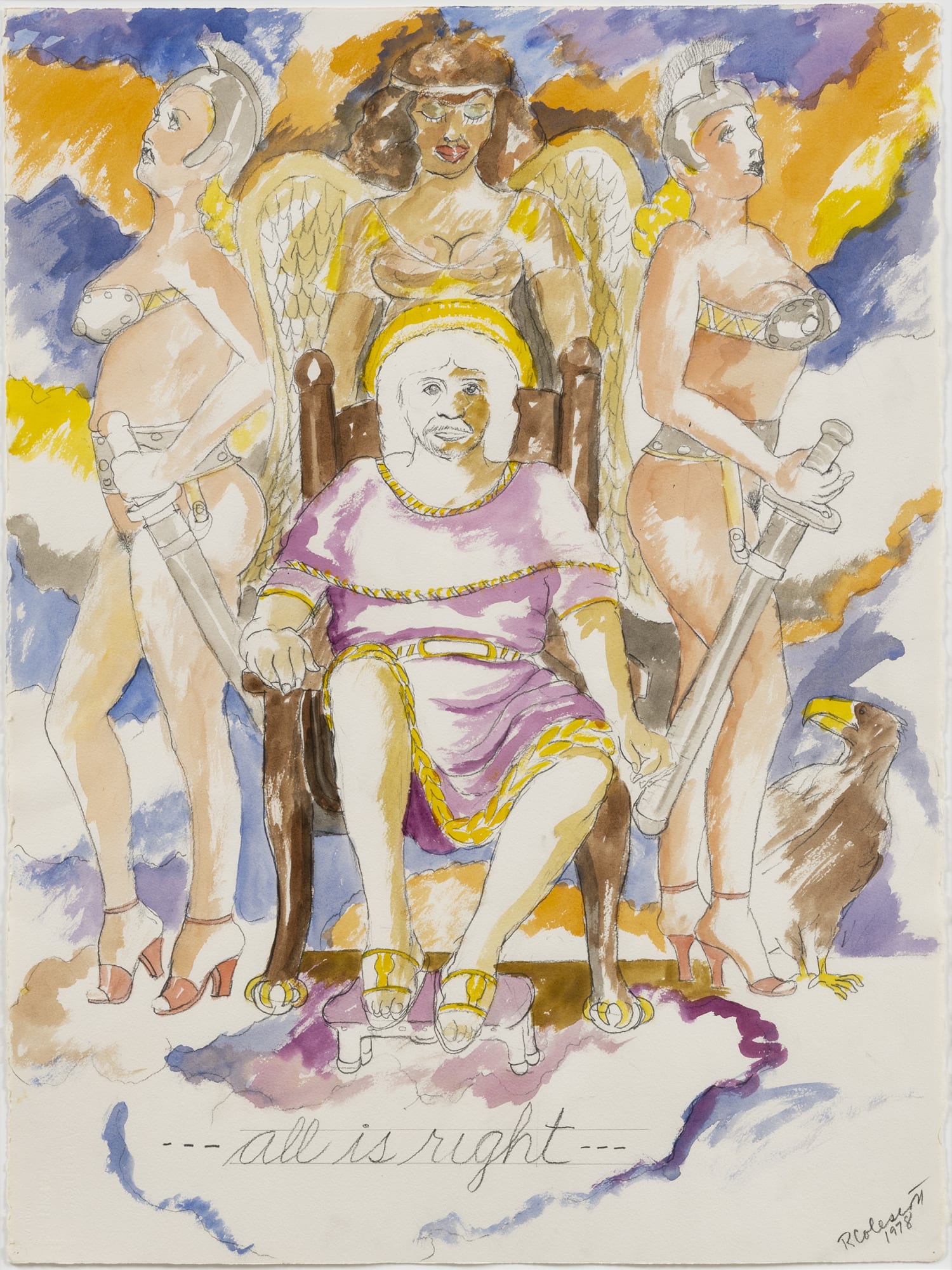 Robert Colescott All is right, 1978 Signed recto Watercolor and graphite on Arches paper