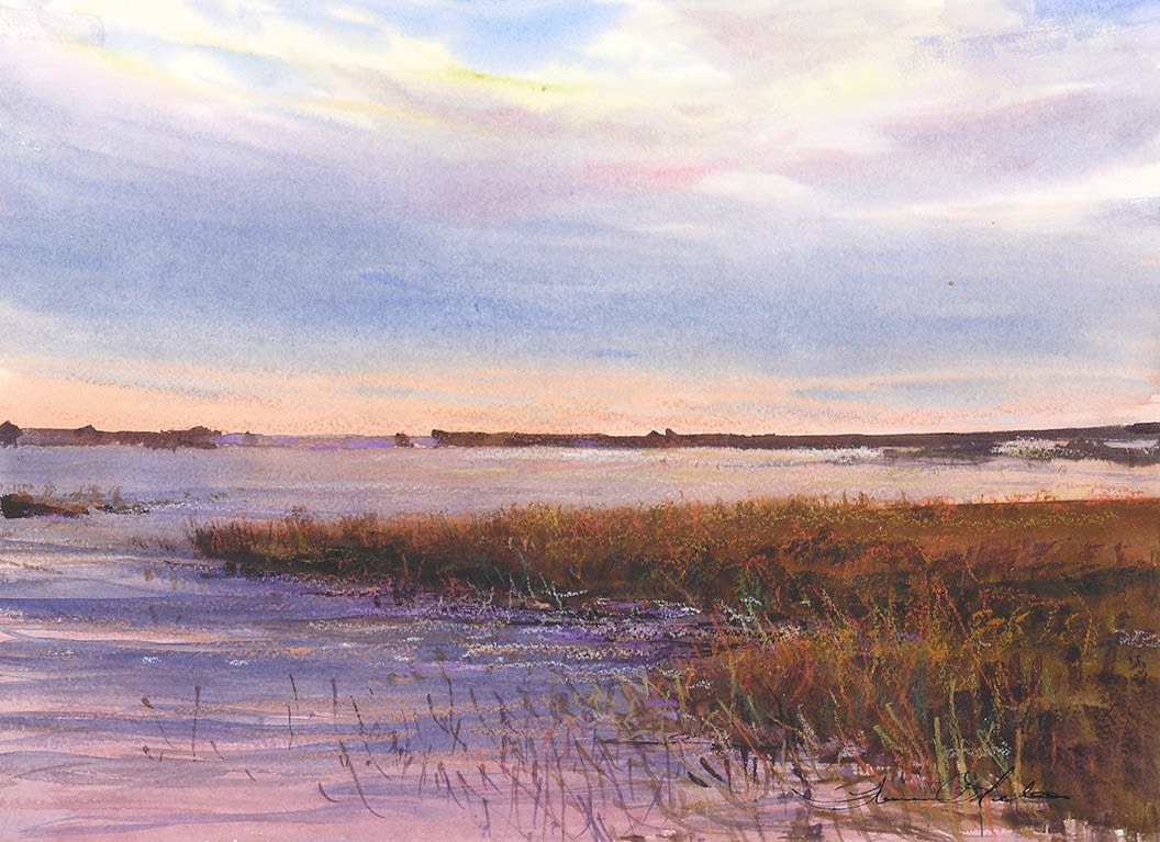 Thomas McNickle KIAWAH EVENING STUDY I 2009. Watercolor and Prismacolor Pencil on Paper, 10 1/4 x 14 1/4 inches.