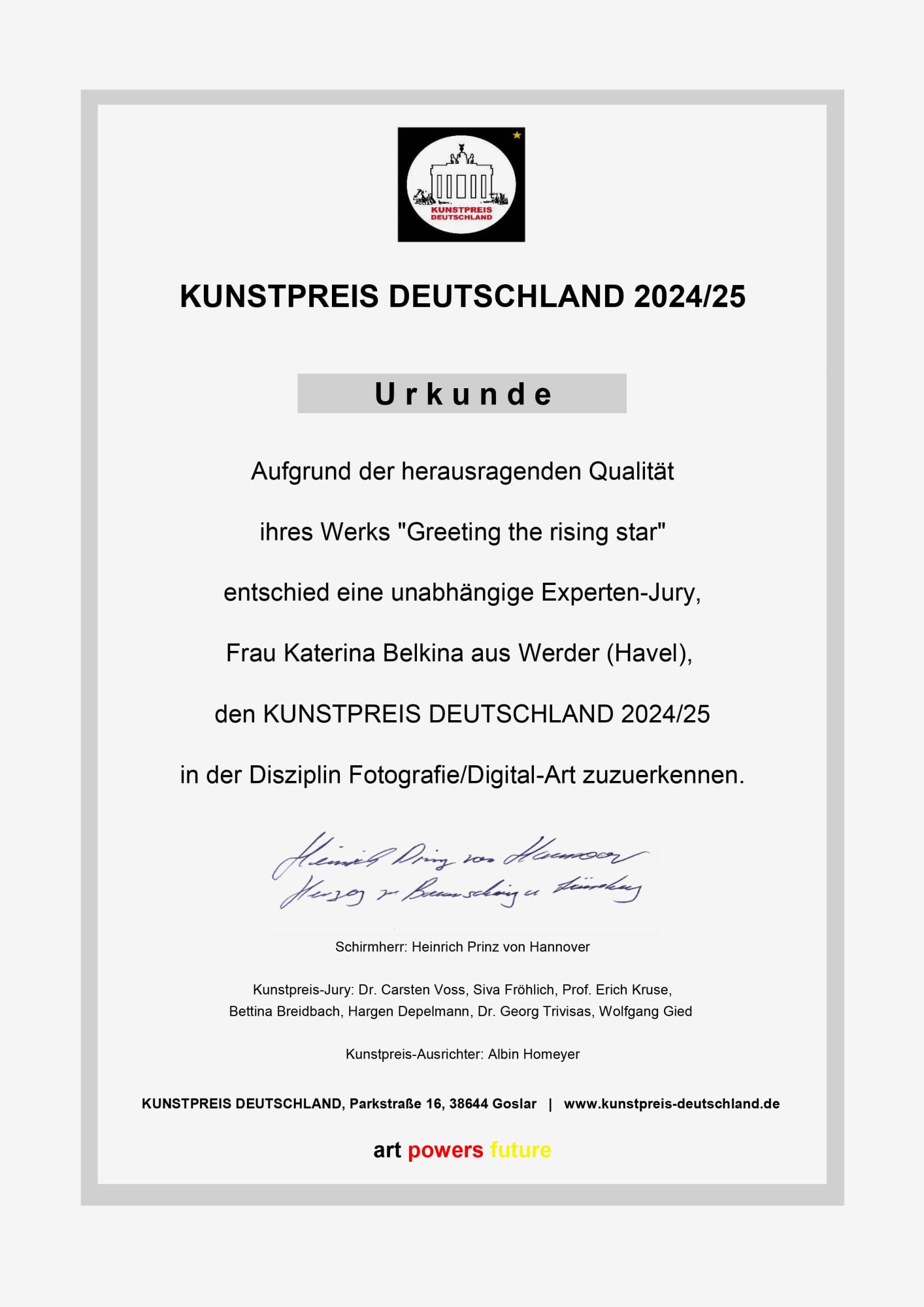 Kunstpreis Deutschland 2024/25