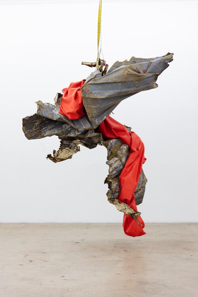 I am flower, 2021 paint skin and corten steel 115 x 86 x 90 in. (292.1 x 86 x 228.6 cm)