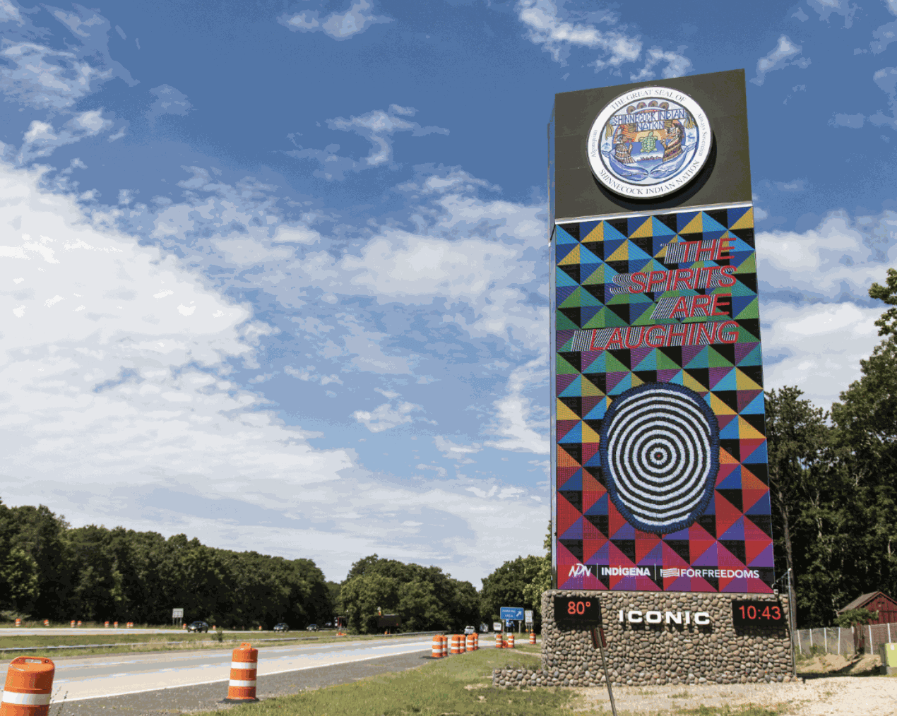 Jeffrey Gibson in Shinnecock Monuments | Another Justice: Us is Them