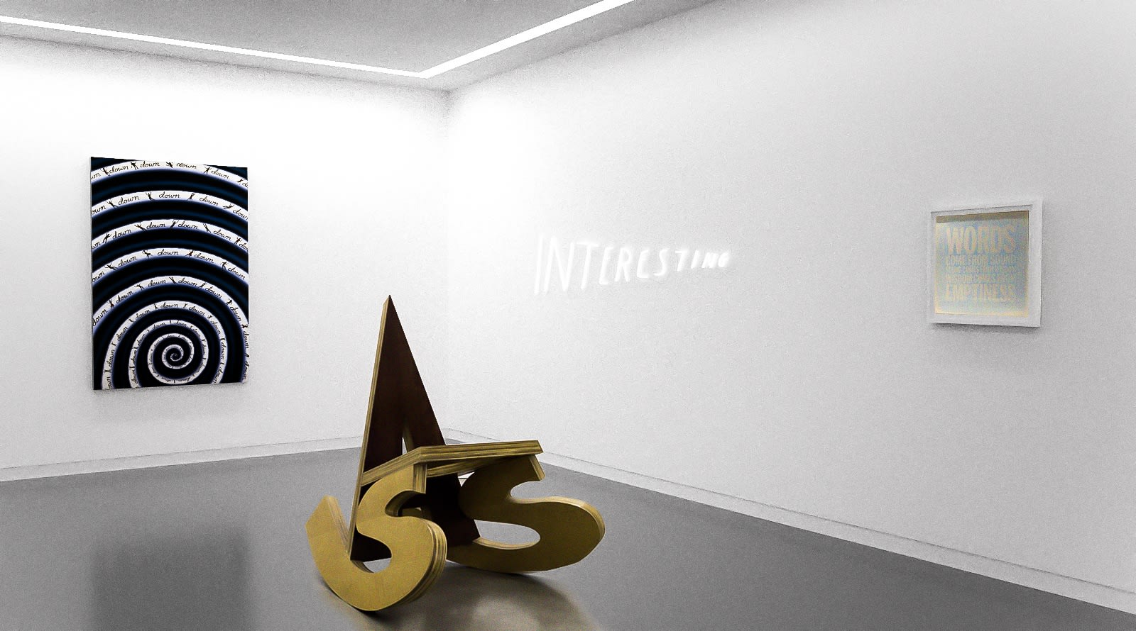 Works by Roger Brown, Vito Acconci, Scott Reeder, and John Giorno in The Written Word (virtual exhibition view), 2020, Kavi Gupta