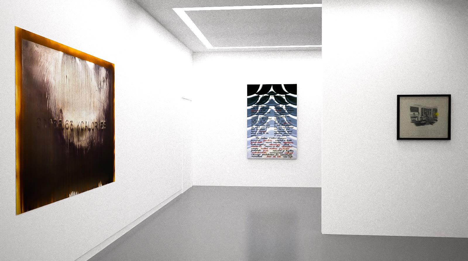 Michael Joo, Roger brown, and Allen Ruppersburg in The Written Word (virtual exhibition view), 2020, Kavi Gupta