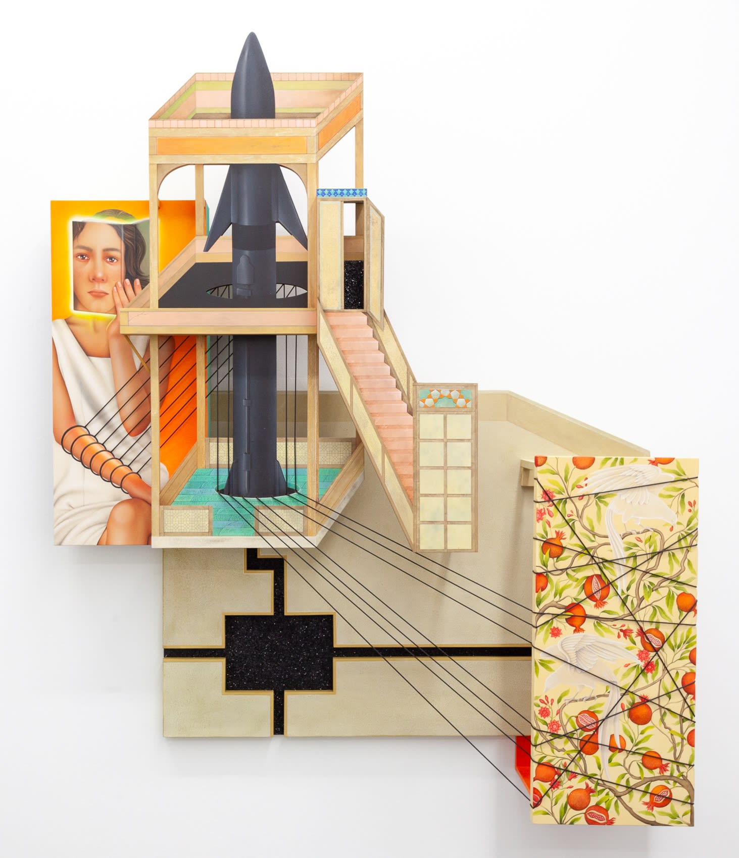 The Pomegranate Garden, 2022 acrylic on canvas mounted on shaped wood panels 74 x 57 x 8 in 188 x 144.8 x 20.3 cm