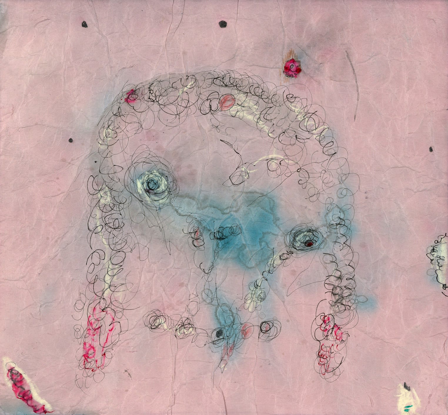 Curl it if you can, 2020, mixed media on canvas, 11 x 12 inches