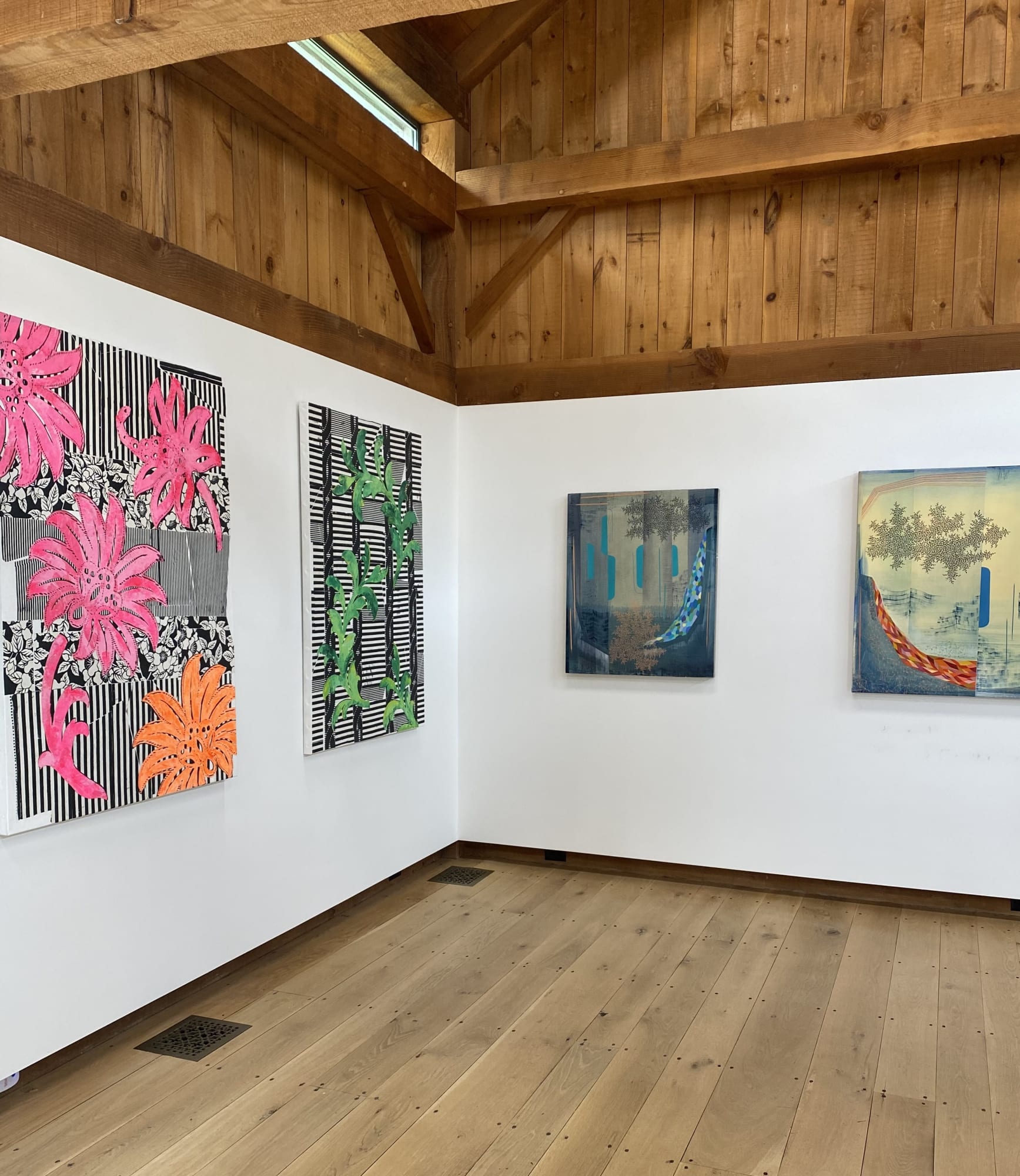 Installation view with paintings by Gabe Brown and Margaret Lanzetta
