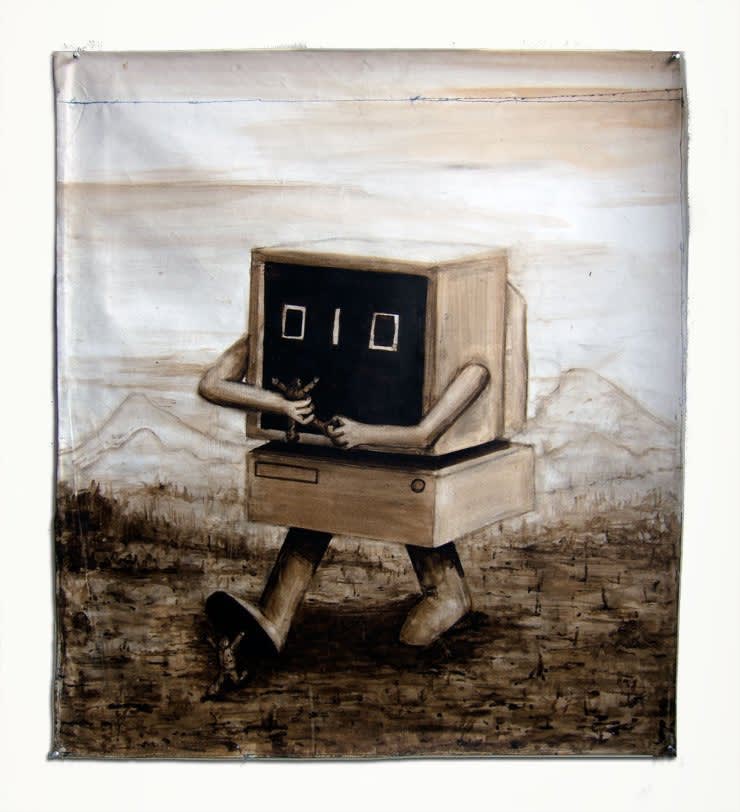 NEVAN LAHART, PORTRAIT OF BILL GATES AS A TRANS-HUMAN VIDEO GAME OVER MONSTER, 2013