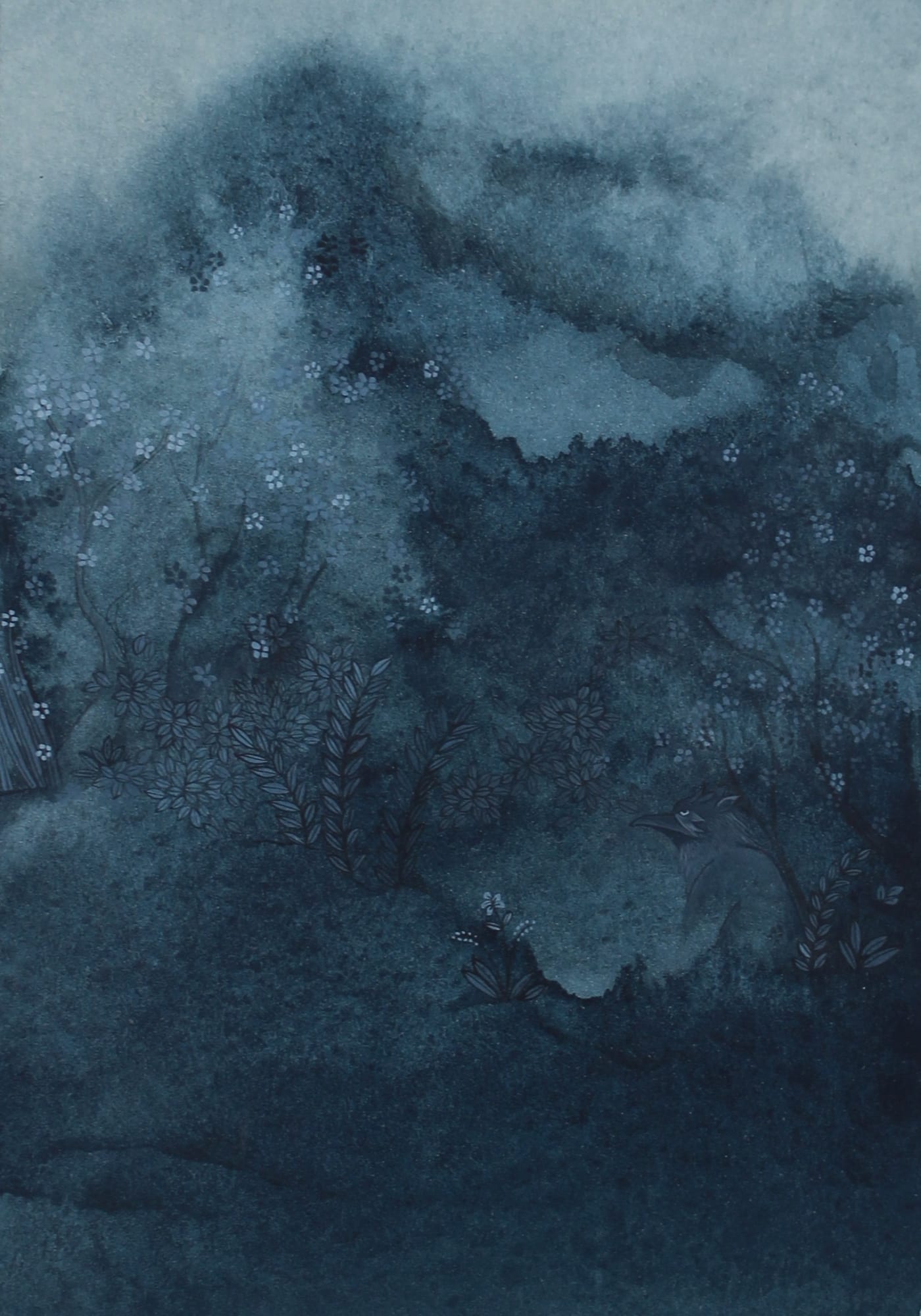 Maha Ahmed, A Piece of Stolen Sky, 2019 Gouache on paper 15.5 x 10.5 cm