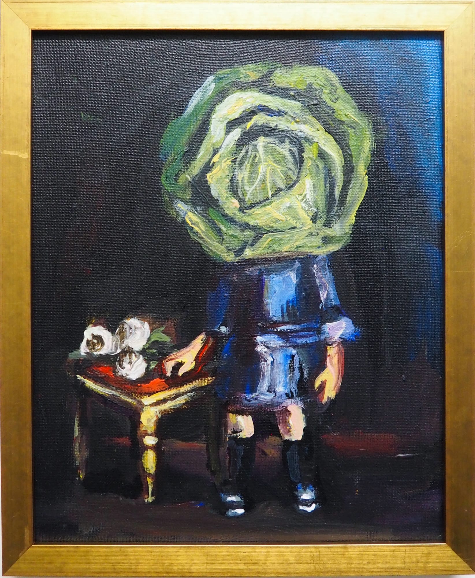 Yassine Balbzioui, chou girl, 2018 Oil on canvas 29.5 x 24.5 cm (framed)