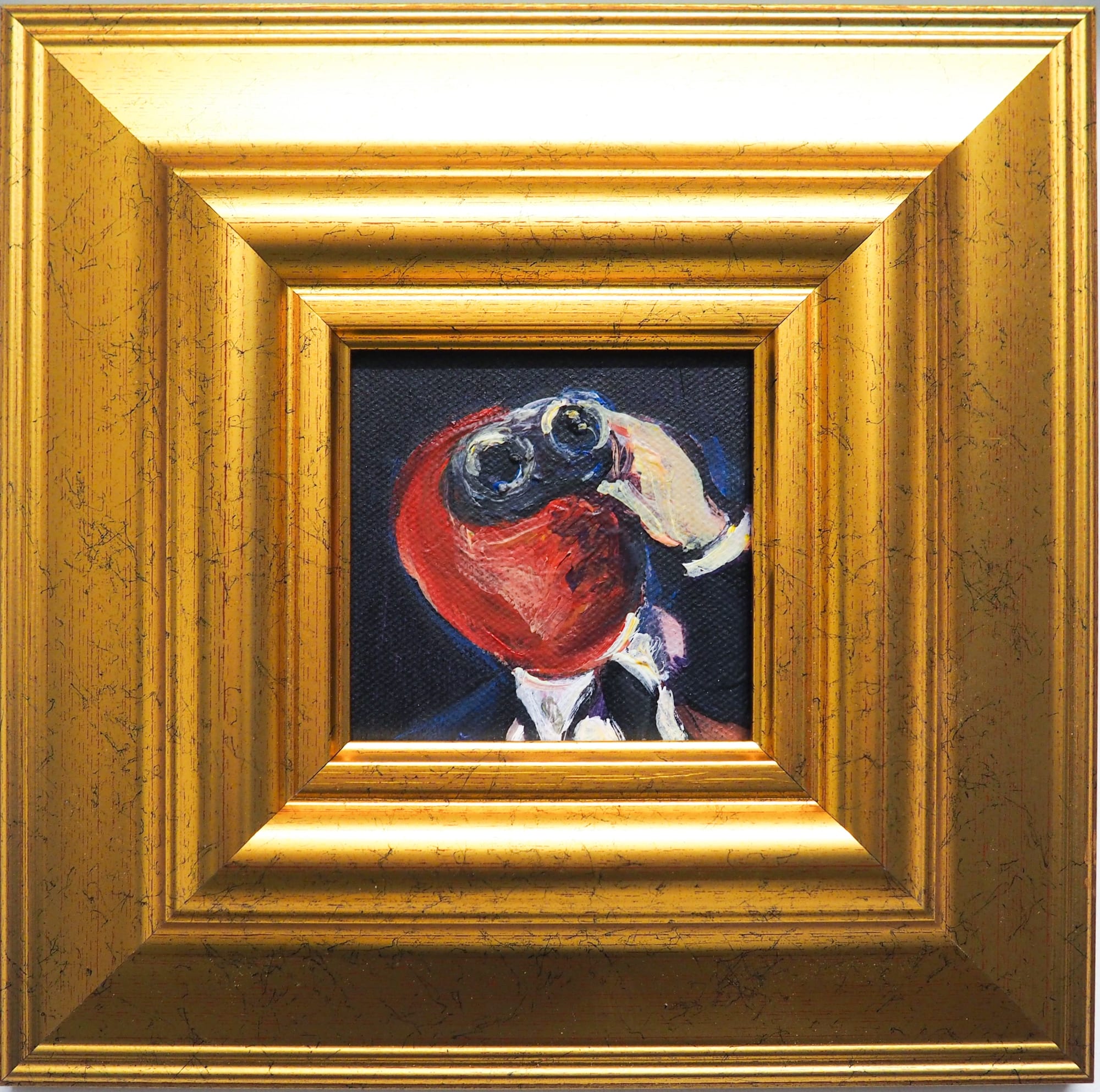 Yassine Balbzioui, jumelles noires, 2018 Oil on canvas 25.5 x 25.2 cm (framed)