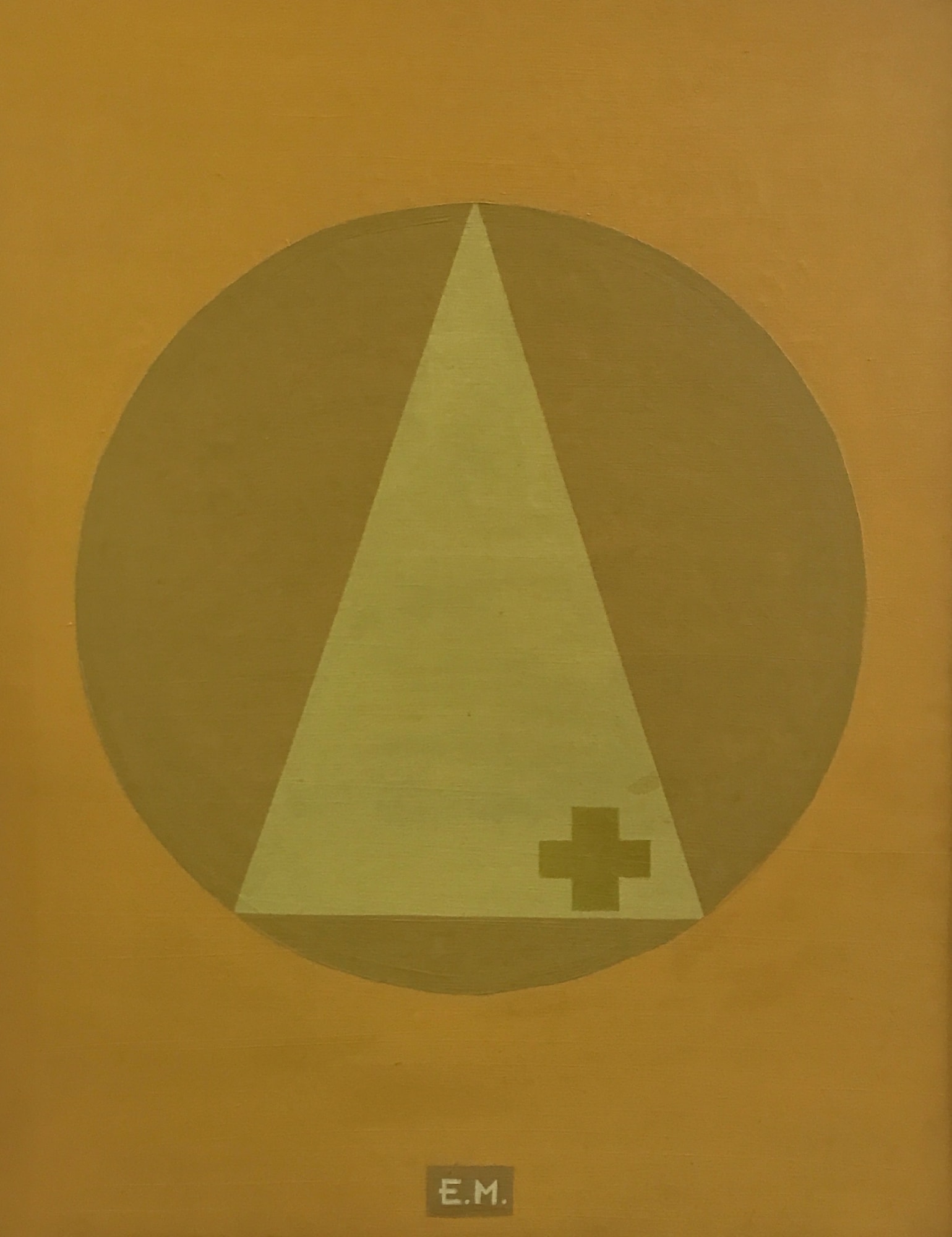 Alberto Casari Yellow Cross on Yellow Triangle on Yellow Circle on Yellow Background, 2000