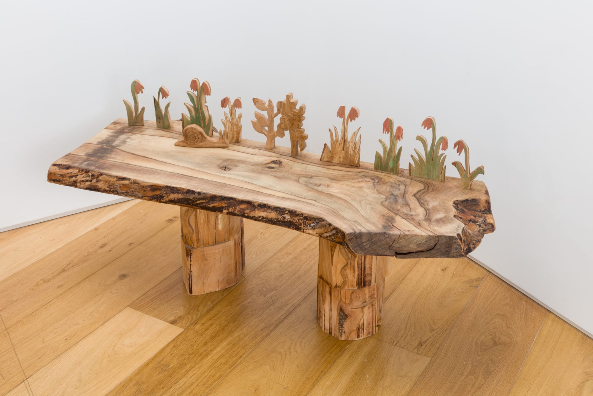 Emma Sheehy Love Bench, 2024 Beech, oak, pigments and varnish