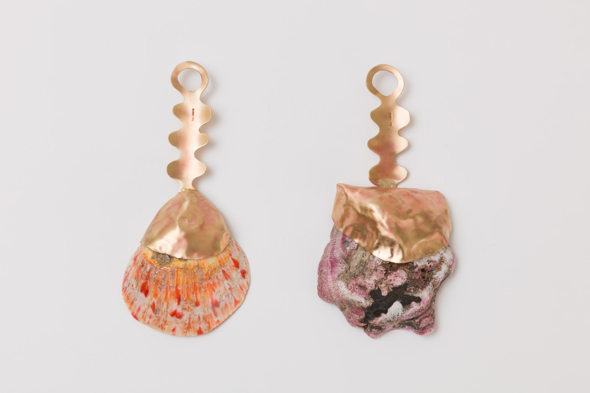 Alana Burns Snake Spoons Pair, 2025 Brass, shell