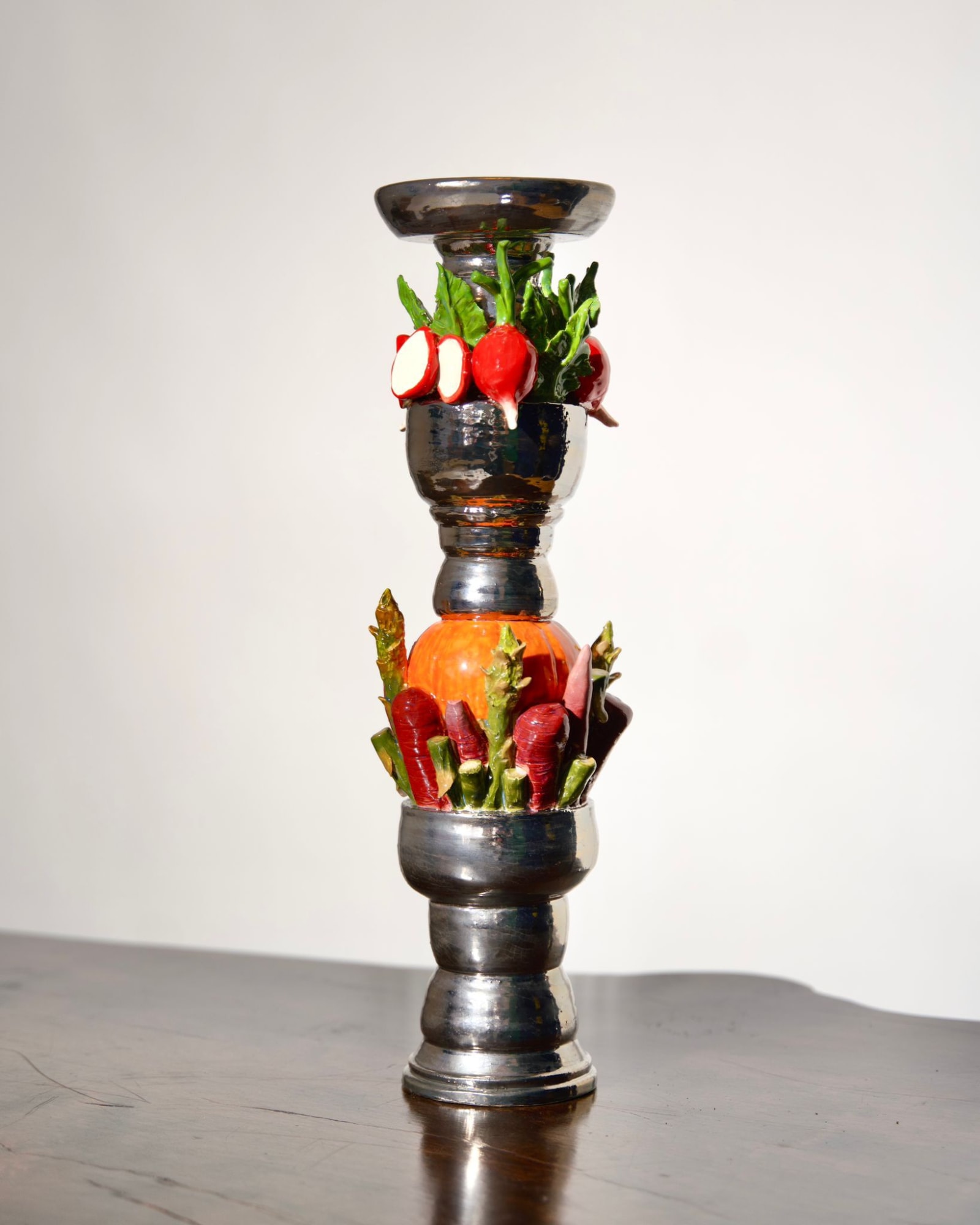 Lindsey Lou Howard Vegetable Candlestick, 2025 Stoneware, glaze, lustre
