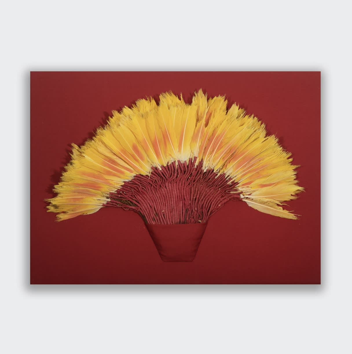 Nazca Culture Feather Headdress, c. 400 AD Plain weave with applied feathers