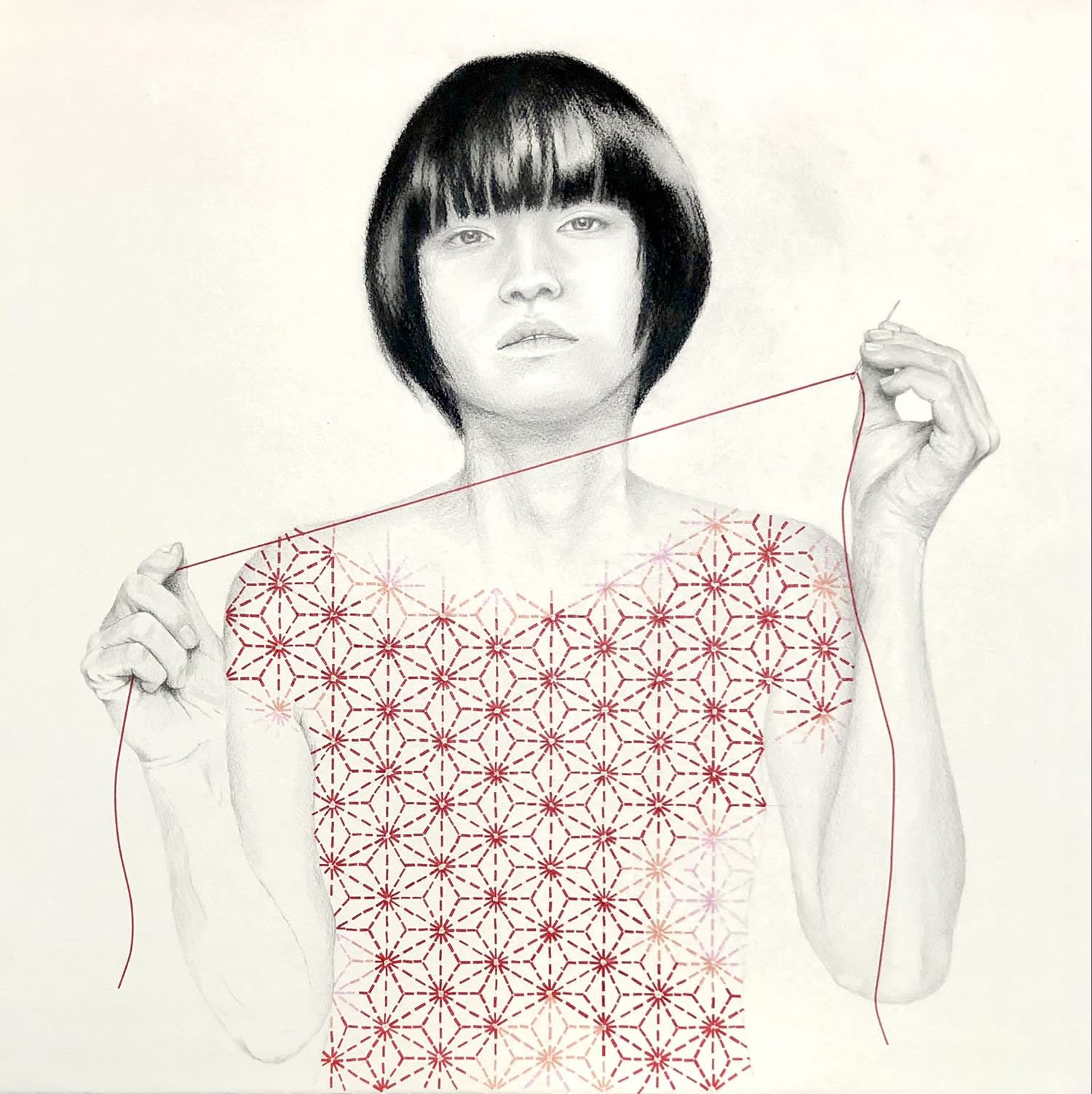 CHIHO HARAZAKI Ingrained Sashiko (Asa no ha), 2023