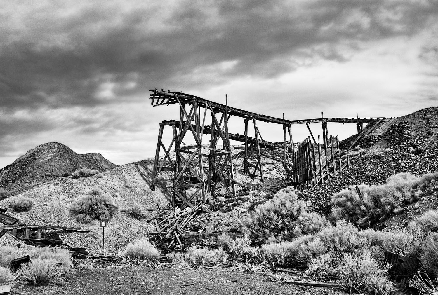 Osceola Refetoff Remains of the Minecart Trestle - Infrared Exposure - Cerro Gordo, California- 2012