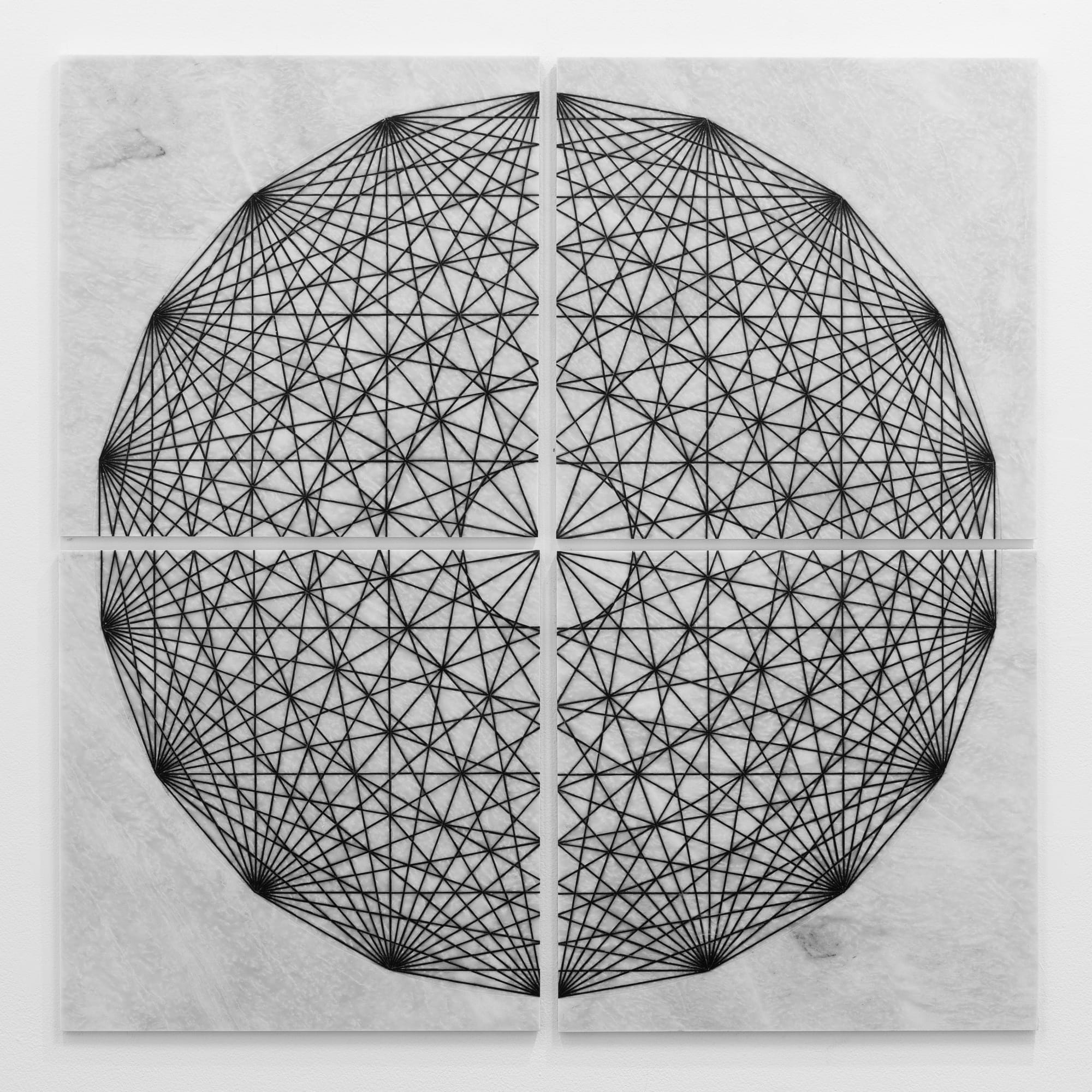 Hamra Abbas Construction Drawing 1 (Hexagon), 2019 Marble inlaid with granite 121.9 x 121.9 cm 48 x 48 in Series