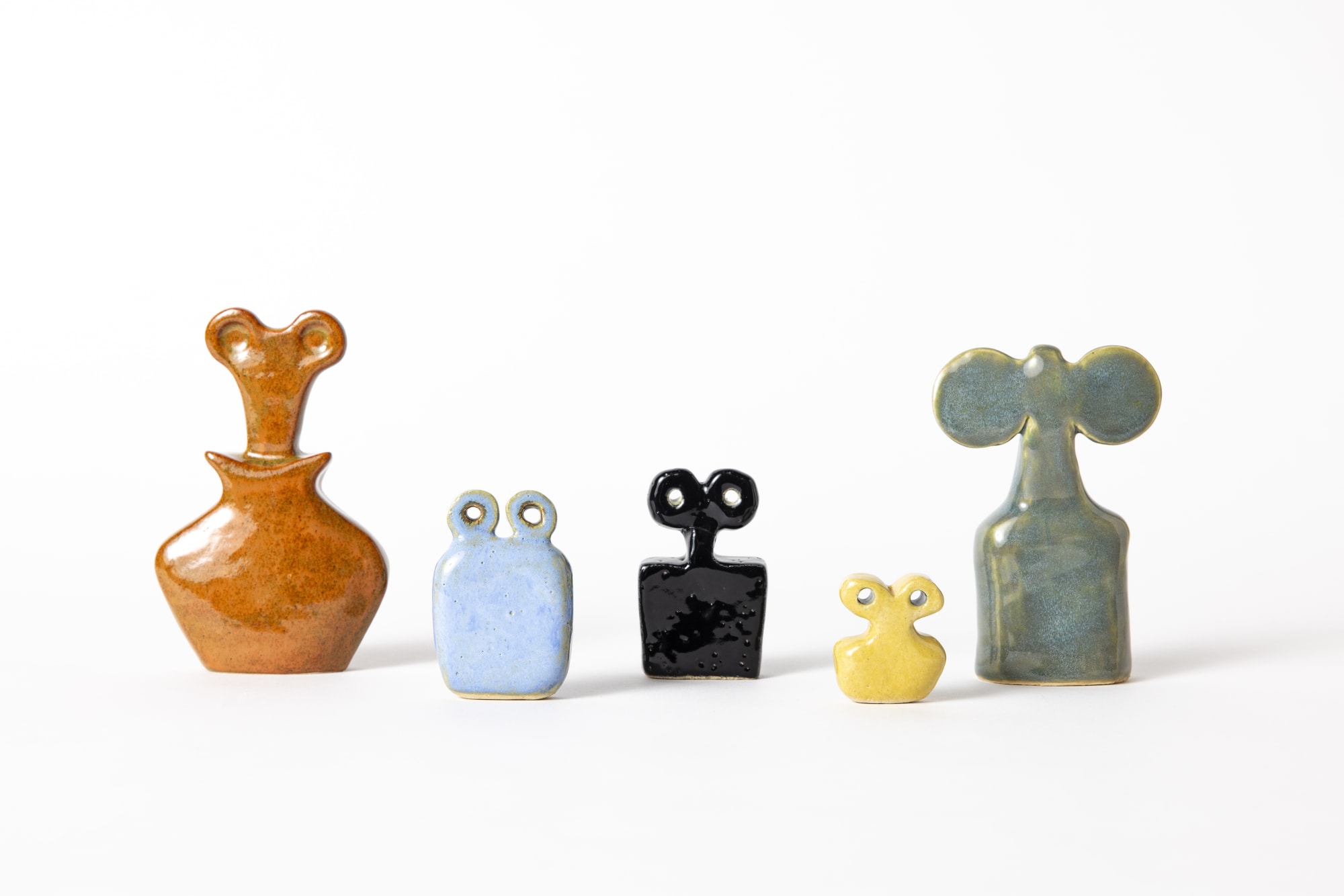 Eye Idols III (EWCB 979, 976, 960, 956, 960), from the series 'Earthly Wonders, Celestial Beings', 2019 - 2024 Glazed stoneware, Variable dimensions.