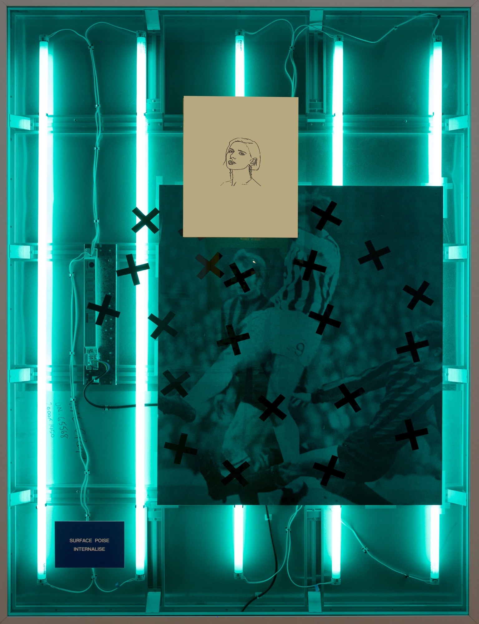 Simeon Barclay, Truly Madly Deeply #2, 2017, Aluminum Lightbox, Acrylic, Inkjet Print, Brass, 200 x 145 x 11.5 cm