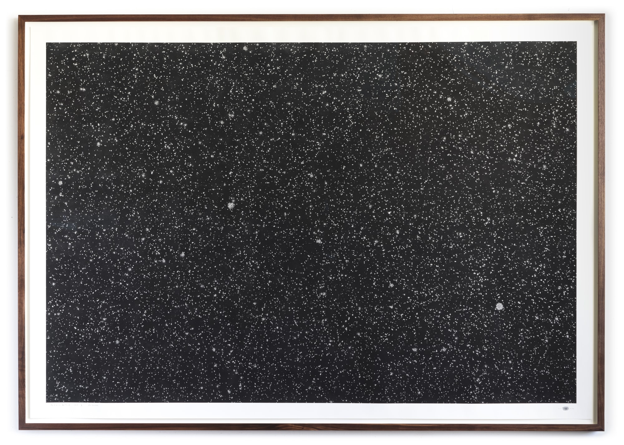 Maximilian Prüfer Rainpicture Sahara 15-03-22, 2022 Naturantypie on Paper Framing Details: Hadern Papier Rt; American walnut; Artglas, 3mm UV 92% , Archive-cardboard 5mm, Back-Frame 16mm Multiplex 140 x 200 cm 55 1/8 x 78 3/4 in (2022_04_001)