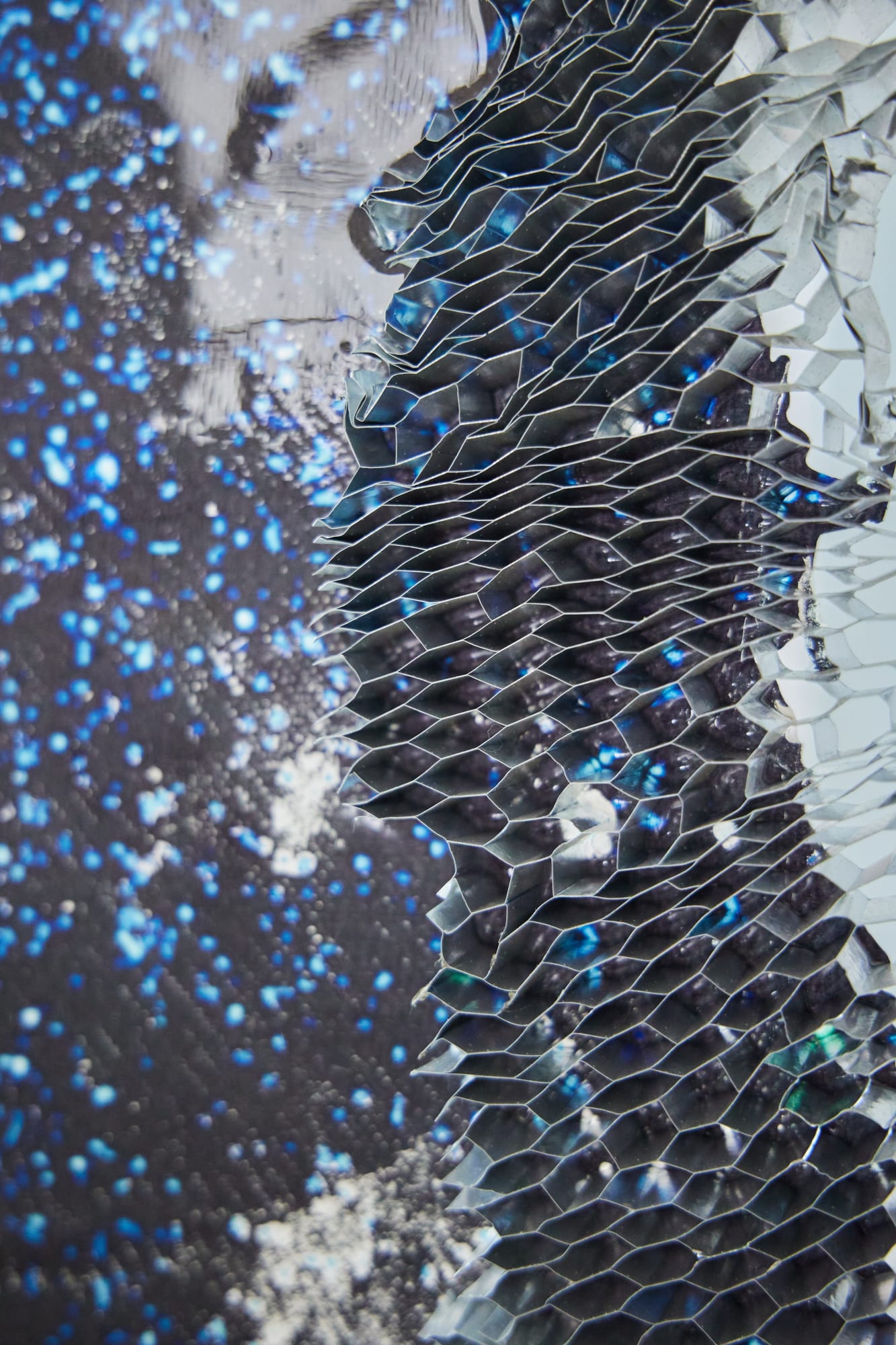 Estrid Lutz Space Debris _ Earth Portal 001, 2023 Aluminum honeycomb, epoxy resin, glass fiber, ink 160 x 90 x 3 cm; 63 x 35 3/8 x 1 1/8 in Image 4/4