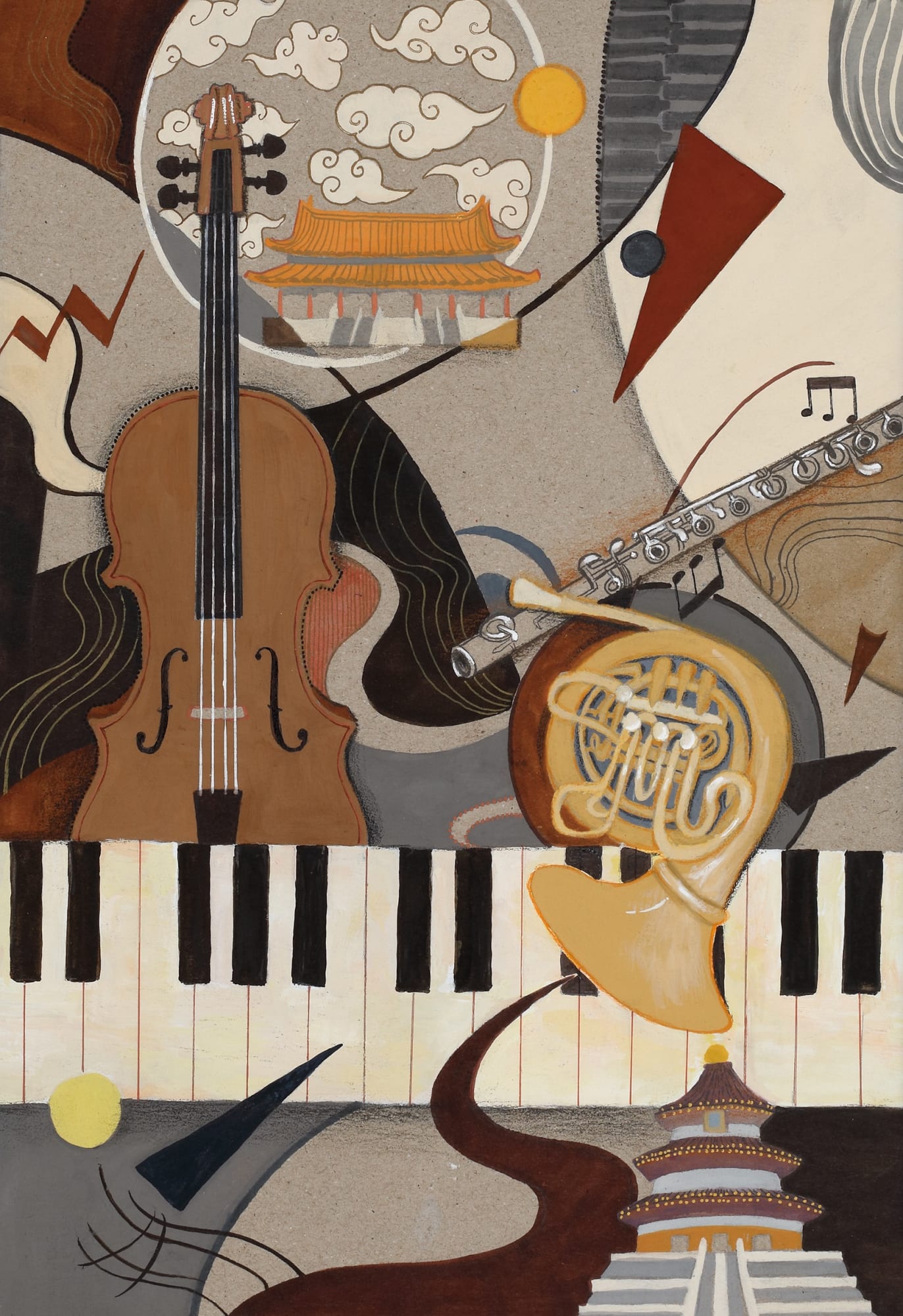 京韻協奏 | Eastern Resonances 42.5 x 54 cm Opaque Watercolor on paper 2023