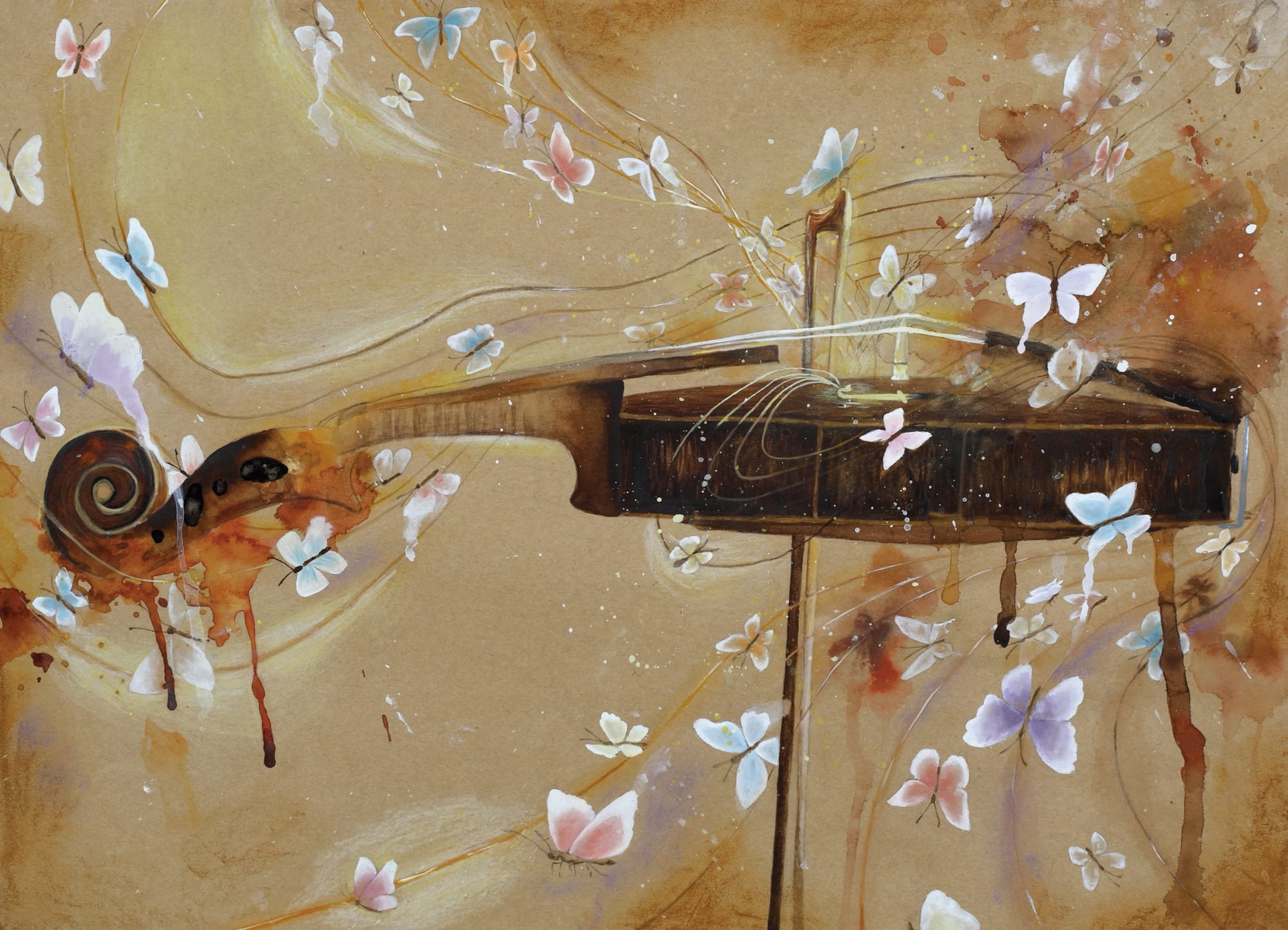 音樂的幻羽 | Melodic Flight 39.1 x 54.4 cm Watercolor 2025