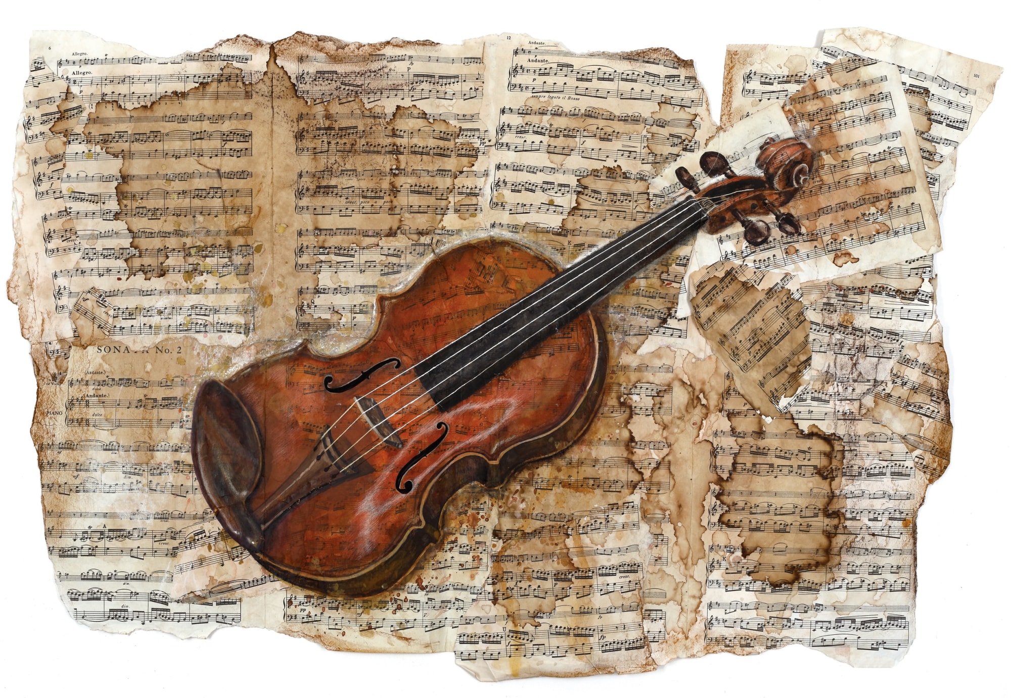 詩中琴樂未央 | Eternal Harmony 71.5 x 102 cm Watercolor on music sheet 2021