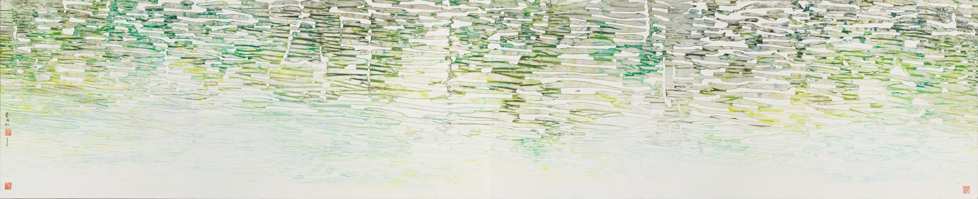 Rippling Panda Lake in Spring: Jiuzhaigou Series No.153 春波蕩漾熊貓海：九寨溝系列之一五三 2009 Ink and color on paper National Art Museum of China, Beijing – In Overturn the Centre, 212