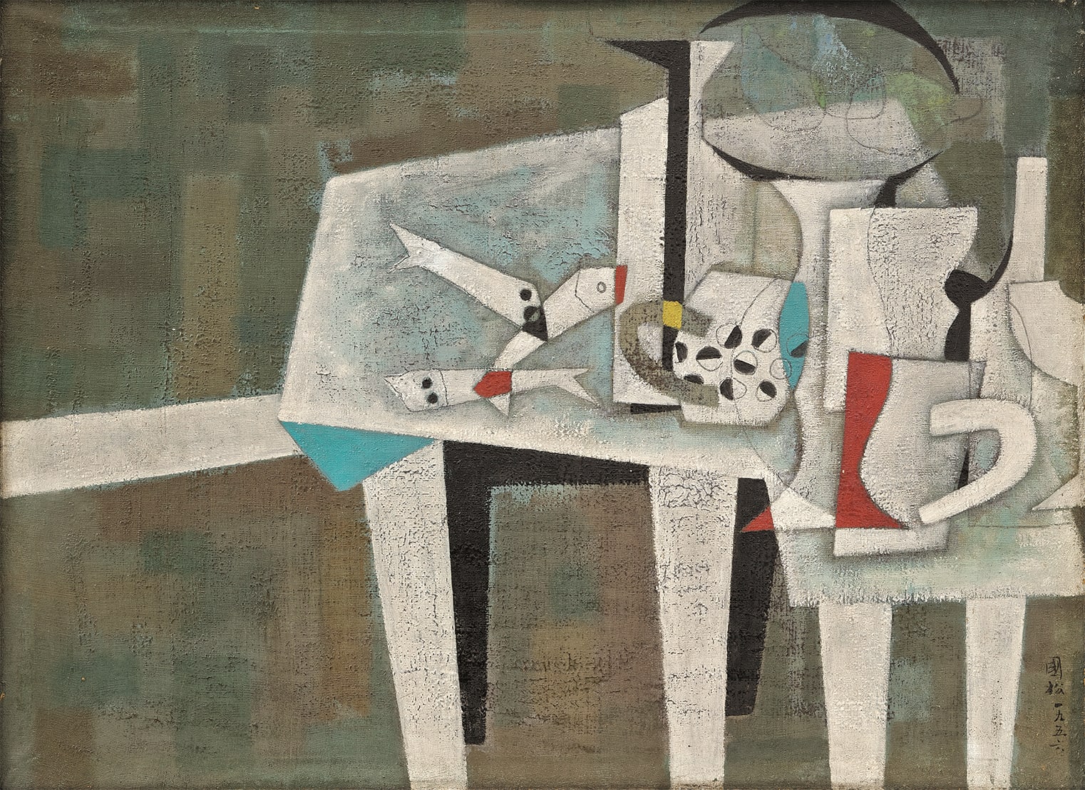 Still Life｜The White Table 靜物｜白桌子 1956 Oil on canvas 52 × 71.5 cm