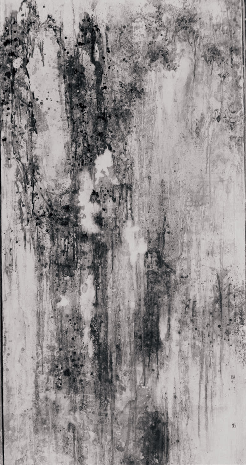 Red Cliffs 赤壁 1961 Plaster ground, oil, and ink on canvas 167.5 × 92 cm – Black-and-white Photograph