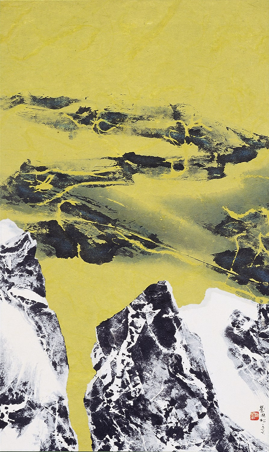 Curling Up 冉冉 1966 Ink and color with collage on paper 90.3 × 53.8 cm